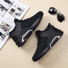 Zapatillas deportivas negras de malla transpirable para hombre, tenis para hombre, zapatos para hombre, calzado informal para hombre, con suela de goma suave, antideslizante y resistente al desgaste, cómodas y ligeras, con cordones elásticos ajustables, ideales para practicar deporte al aire libre y para el día a día. - Blanco - Ver 10