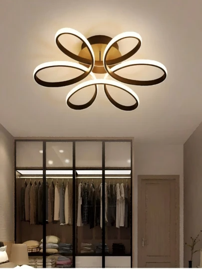 Lámpara de techo con diseño de flor estilo nórdico, moderna y creativa, súper brillante, para dormitorio, sala de estar y otros espacios