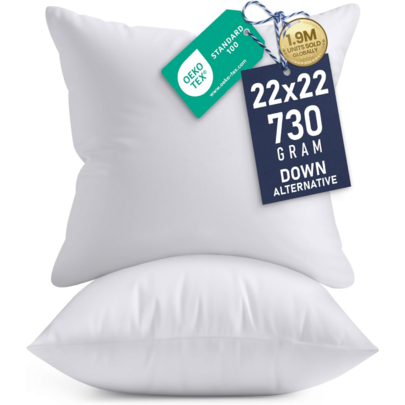 White – Indoor Decorative Throw Pillows For Bed, Sofa & Couch – Soft, Supportive & Fluffy Cushion Inserts