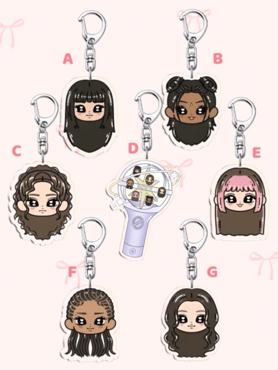 1pc/7pcs KATSEYE KPOP Style Acrylic Keychain, Cute Cartoon Character Pendant (Manon, Sophia, Daniela, Lara, Megan, Yoonchae), EYEKONS Lightstick Bag Charm, Perfect Fan Gift For Boyfriends, Girlfriends, Family, Teachers, Party Favors & K-Pop Themed Phone Decor.