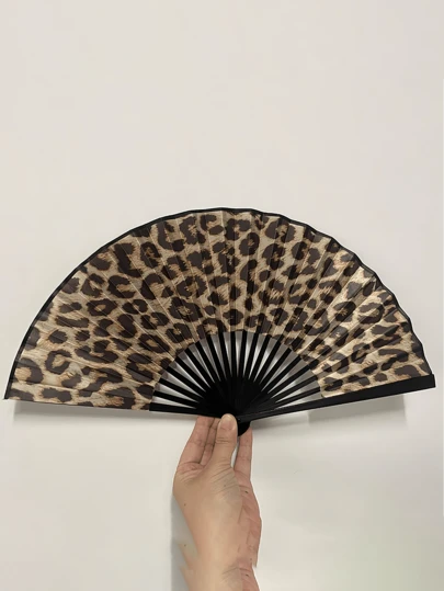 Elegant Leopard Print Folding Fan With Black Frame - Fashionable Princess Theme, Lightweight Portable Hand Fan For Women | Princess Theme Fan | Lightweight Fan, Ideal For Spring/Summer, Bridesmaid Gift, Room/Bedroom Decor, Beach, Travel, Men & Women, Vacation,Outdoor,Garden,Travel Essentials,Portable Essentials,Beach Essentials,Graduation Season,Commencement,Graduation Ceremony,Graduation Gift,Graduation Present,Graduation Gift,Graduation Present,Congrats Grad,Congratulations Graduate,Valedictorian,Finish School,Graduation Party,Outdoor Essentials,Travel Portable,Hiking Essentials,Camping Essentials,Portable Tools,Summer Essentails,Summer Portable