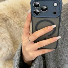 DECOPHONE Magnetic Phone Case, Blue Frosted Transparent Drop-Resistant Protective Cover, Minimalist Soft-Edge Full-Cover Design, Suitable For IPhone 17 Pro Max / 17 Pro. - Blue - View 3