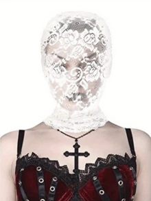 1 pieza Máscara facial elegante de encaje negro y blanco, adecuada para todas las estaciones, apta para Halloween, baile de máscaras, San Valentín y otras ocasiones - A - Ver 5