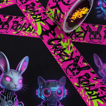 赛博朋克机甲风格防水胶带贴纸，塑料材质，适用于汽车、摩托车、自行车、电脑、平板电脑，是DIY爱好者和骑行爱好者的理想之选。