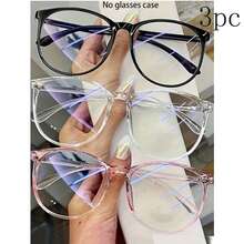 三副时尚眼镜，透明镜片，男女通用，黑色、粉色和透明镜框 - 透明 - 查看 8