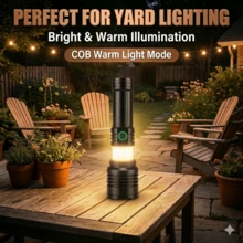huukers 2-In-1 Rechargeable Spotlight & Floodlight, With Fresnel Lens - High Lumens Zoomable Beam,15000mAh Battery With Real-Time Power Display, 500m Beam Distance, Compact Aluminum Body, Best For Power Outage, Car Maintenance & Night Walking, Space-Saving & Versatile Essential For Home & Travel. - Black Aluminum Tactical Flashlight - 查看 6
