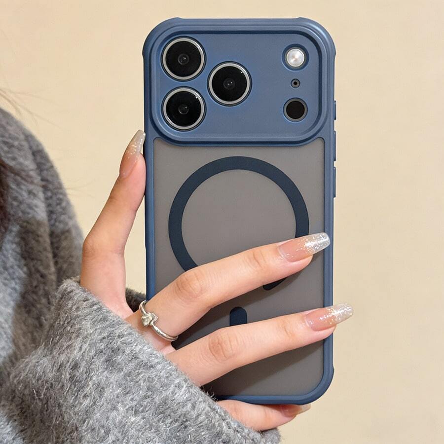 DECOPHONE Magnetic Phone Case, Blue Frosted Transparent Drop-Resistant Protective Cover, Minimalist Soft-Edge Full-Cover Design, Suitable For IPhone 17 Pro Max / 17 Pro. - Blue - View 1