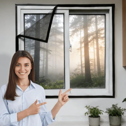 Màn chống muỗi cửa sổ điều chỉnh được, không cần khoan – Lưới nano PP thoáng khí, lý tưởng cho cửa sổ và cửa ra vào, có thể tái sử dụng và dễ dàng vệ sinh, giải pháp trang trí nhà cửa.