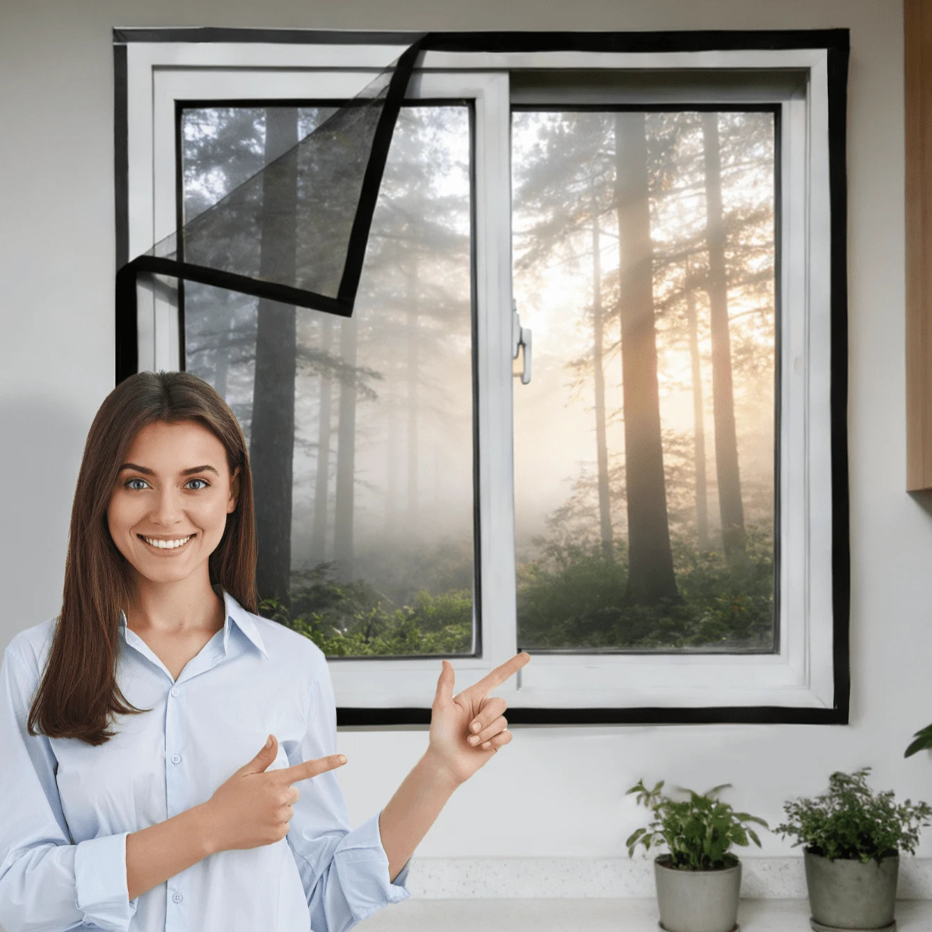 Adjustable No-Drill Mesh Screen - Breathable Polypropylene Nano Mesh, Suitable For Windows And Doors, Reusable And Easy To Clean Window Curtain Alternative, Home Decor