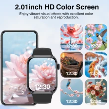 2.01英寸高清触控智能手表 - 无线通话、拍照、音乐控制 | 兼容安卓/iOS系统，男女通用设计，可自定义表盘、闹钟和来电/信息通知 - 彩色 - 查看 3