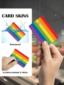 1pc Rainbow LGBTQ+ Credit Card Sticker, PVC Material Anti-Fingerprint Durable Anti-Scratch, Suitable For Men, Women, Couples, Decorative Sticker For Debit/Credit Cards, Transportation Cards, Student ID Cards - Multicolor - View 6