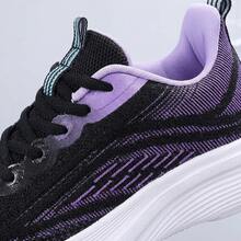 Tenis de mujer casuales de malla transpirable con suela de goma suave, zapatos para mujer deportivos ligeros con diseño de cordones, tenis deportivos para mujer con amortiguación y suela gruesa antideslizante, zapatillas deportivas cómodas para correr o caminar estilo de moda versátil y funcional. - Negro - Ver 8