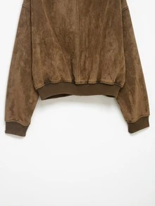 Seelio Spring New Women's Jacket, European And American Fashion Minimalist Versatile Velvet Texture Effect Outerwear - Brown - View 8