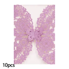 10pcs Glitter Butterfly Wedding Invitation Cards, Wedding Birthday Party Invitation Decoration Supplies Gift - 10pcs - View 18