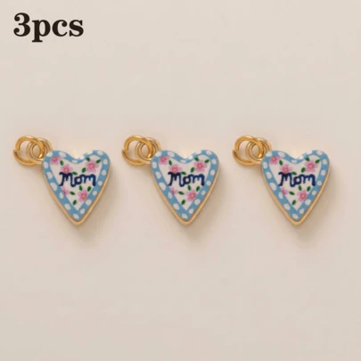 3件套甜美可爱时尚妈妈款白色波点粉色小花吊坠，可用于制作耳环、手链、项链、配饰，适合DIY，也可用作包包链、钥匙扣、DIY珠宝配件、女士珠宝和精美饰品配件。