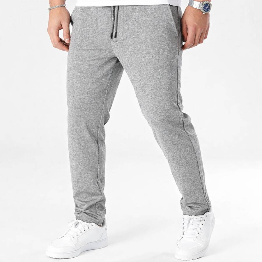 Men's Workout Pants In Woven Fabric With Drawstring, Mid-Length And Stretchy, Ideal For Casual Wear. - 灰色 - 查看 1