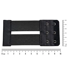 Kit com 3 unidades de Extensor de Sutiã com Elástico - Moda Feminina - Extensor de Colchete - Modelo 3 - Preto - Visão 2