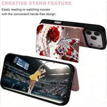 Butterfly Rose/Wallet Card Holder,Credit Card Slots Phone Case For Iphone17/17air 16/15Pro 14/13pro12 11 ProMax Xs 16Plus Case, Cute Phone Case  Galaxy S22/S23+S24 Plus/S25Ultra/ Cover For Women Girls Stylish  Fashionable Coin Pocket Magnetic.A157 - 粉色 - 查看 3