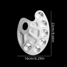 1pc/10Pcs Aluminum Art Palette Set, Round & Rectangle & Shell Shape Mix, Non-Stable Paint Mixing Plate, Ideal Gift For Sketch Drawing Student - Single Piece - View 10