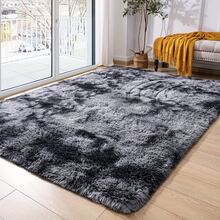 Ediție limitată de Ziua Mamei: 1 covor moale gri deschis tie-dye, 1 covor moale gri negru tie-dye, covor gros, covor plușat, covor toamnă/iarnă, covor living, covor decorativ, lavabil - Multicolor - Vizualizare 4