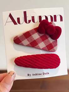 2个布艺蝴蝶花朵发夹，刘海发夹，蝴蝶发饰 - 彩色 - 查看 8