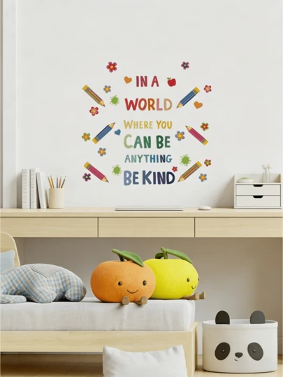 1 miếng dán tường chữ cái nhiều màu sắc tự dính, trang trí phòng ngủ, phòng khách, lối vào, dễ dán và dễ gỡ, trang trí nhà cửa, miếng dán tường, decal dán tường