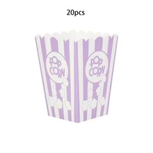 10pcs/20pcs/30pcs Light Purple Paper Popcorn Boxes, Popcorn Boxes With Popcorn Pattern And White Stripes, Suitable For Party, Birthday Party, Movie Night - Mauve Purple - View 13