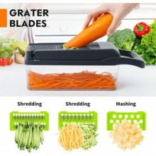 Multi-Function Vegetable Chopper, 16-In-1 Food Slicer Dicer With 8 Ultra-Sharp Blades, Onion And Vegetable Cutter, Professional Kitchen Tool With Collection Container - Multicolor - View 6