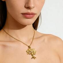 dollrinboy 1 pieza Collar con colgante de árbol de billetes de $100 chapado en oro de 14K, adecuado para mujeres y hombres, colgante de árbol de dinero, cadena plana de eslabón curvo de 3 mm - árbol del dinero - Ver 9