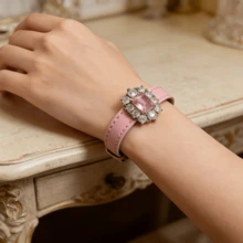 1 pieza Brazalete de cuero de mujer con circonita brillante, sensación de lujo exquisita, diseño de nicho minimalista de moda, adecuado para uso diario - Multicolor - Ver 3