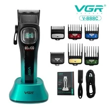 VGR 专业理发器，可调节速度，电动数码显示，无线理发器，带充电底座，理发师专用金属理发器，男士理发器 V-888C - 彩色 - 查看 1