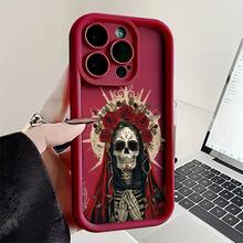 Esta funda para teléfono con estampado de calavera oscura y rosa roja es compatible con Apple  16E/15/14/13/12/11/PRO/PLUS/PROMAX/MINI, S/A/M/NOTE, S/G/EDGE/E, Transition Spark/HANTOM/CAMON/INFINIX, Honor 400/PLAY/X/Y, OPPO Reno/A/F, 14/Redmi/POCO/NOTE y otros modelos. Está hecha de TPU transparente, sencillo, elegante y duradero. Es una opción ideal para el Día de San Valentín, Halloween, Navidad, para uso personal o como regalo. - Blanco - Ver 7
