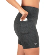 Women's Compression Shorts With Pockets For Running, Walking, Gym - Gris Claro - Ver 1
