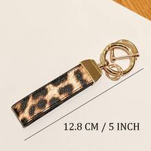 Leopard Print Keychain, Classic PU Leather Keyring, Car Key Chain With Screwdriver, Fashion Car Keychain Bag Charm, 360 Degree Rotation, Anti-Lost D-Ring Personalized PU Leather Business Style Keychain For Men And Women - Leopard - View 3
