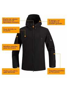 Men's Tactical Military Jacket, Thermal Waterproof - Black - View 9