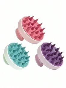 1pc 3.15" X 2.76" Soft Silicone Scalp Massage Shampoo Brush, Exfoliating Scalp Scrubber, Skin-Friendly Hair Washing Comb, Comfortable Head Scrubbing Bath Brush, Bathroom Decor, Travel Essential, Summer Hair Care Tool, Relaxing Scalp Massage, Gentle Hair Brush, Beauty Accessory - Multicolor - View 2