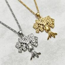 dollrinboy 1 pieza Collar con colgante de árbol de billetes de $100 chapado en oro de 14K, adecuado para mujeres y hombres, colgante de árbol de dinero, cadena plana de eslabón curvo de 3 mm - árbol del dinero - Ver 2