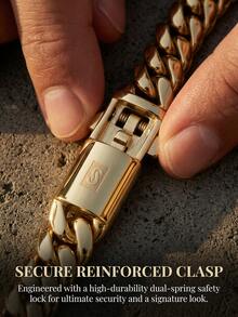 14K Gold Plated Cuban Link Chain Necklace Smooth S Clasp Gold Chain For Men - 彩色 - 查看 7