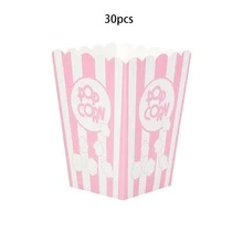 10 pièces/20 pièces/30 pièces Boîtes à pop-corn en papier rose avec motif de pop-corn, design à rayures blanches, convient pour les fêtes, contenants à pop-corn jetables pour les fêtes, anniversaires, soirées cinéma - Rose bonbon - Voir 15