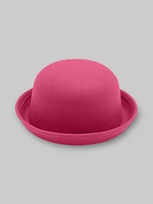 1pc Solid Color Casual Polyester Round Top Hat, Versatile For All Seasons - Bowler Hat - View 13