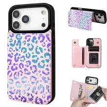 Purple And Blue Leopard Print/Wallet Card Holder,Credit Card Slots Phone Case For Iphone17/17air 16/15Pro 14/13pro12 11 ProMax Xs 16Plus Case, Cute Phone Case  Galaxy S22/S23+S24 Plus/S25Ultra/ Cover For Women Girls Stylish  Fashionable Coin Pocket Magnetic.A337 - 粉色 - 查看 4