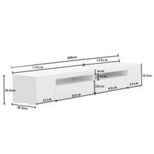 Modern White TV Cabinet, Clear Panel, Variable LED Lighting, Living Room And Dining Room 240 Cm (Glossy Panel, Not Highly Glossy) - White - View 3