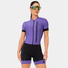 Women's Cycling Jumpsuit Gel Lining Mtb Bike Clothing Mtb Pedal - 淺灰紫 - 查看 2
