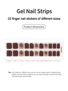 Tiras de gel de uñas semi curadas, 20 piezas de envoltorios de calidad de salón de larga duración, pegatinas de gel de uñas de fácil aplicación y remoción con luz UV - Color caoba - Ver 4