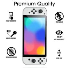 DATA FROG 2片装钢化屏幕保护膜，兼容Switch OLED屏幕，透明玻璃保护膜，适用于Switch - 查看 3