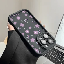Esta funda para teléfono con estampado de mariposas y corazones morados es compatible con Apple  16E/15/14/13/12/11/PRO/PLUS/PROMAX/MINI, S/A/M/NOTE, S/G/EDGE/E, Transition Spark/HANTOM/CAMON/INFINIX, Honor 400/PLAY/X/Y, OPPO Reno/A/F, 14/Redmi/POCO/NOTE y otros modelos. Está hecha de TPU transparente, sencillo, elegante y duradero. Es una opción ideal para San Valentín, Halloween, Navidad, para uso personal o como regalo. - Negro - Ver 4