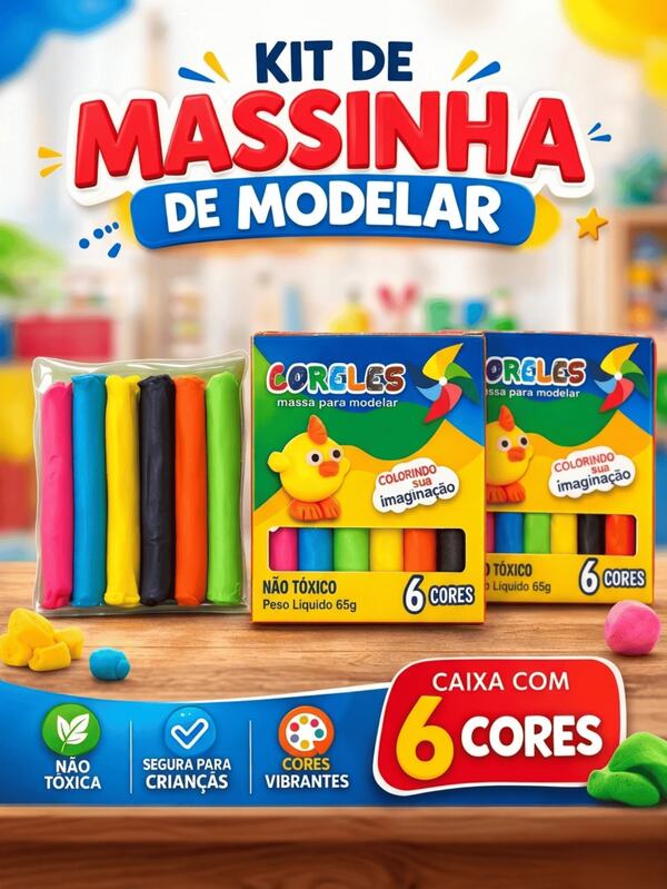Kit 10 Caixas de Massinhas Coloridas para Modelar – Massinha Macia, Não Tóxica e Divertida para Crianças