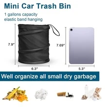 Convenient Car Trash Bin, Multi-Functional Car Trash Can, Foldable Car Garbage Bin Storage Container, Hangable Garbage Bag For Seat Backs, Hanging Travel Storage Box Bag, Litter Container And Storage Bag For Interior Car Accessories, Men Gift, Women, Storage Organizer, Travel Essentials, Back To School, Dormitory Storage - Black - View 4