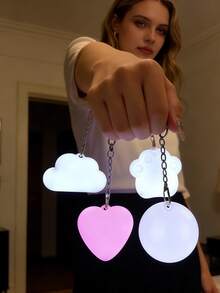 1 pieza Luz de bolso con forma de pata de gato y corazón, lámpara táctil USB recargable mini portátil para cartera/bolso, regalo para mujer, mini linterna decorativa de ambiente, mejor regalo - Multicolor - Ver 2