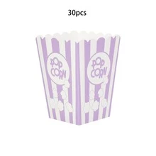 10pcs/20pcs/30pcs Light Purple Paper Popcorn Boxes, Popcorn Boxes With Popcorn Pattern And White Stripes, Suitable For Party, Birthday Party, Movie Night - Mauve Purple - View 15